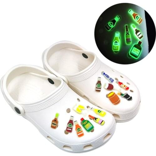 1pcs mexican style glowing shoe charms in the dark luminous pvc shoe decoration accessories plastic ornaments jibz for clogs