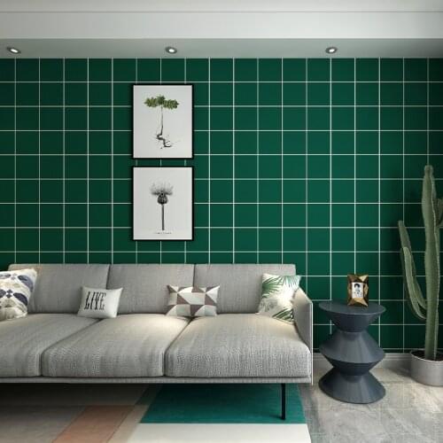 Nordic Ins Style Grid Wallpaper Orange Dark Green Wallpapers Mural PVC Waterproof Livingroom Bedroom Wall Paper Decoration P056