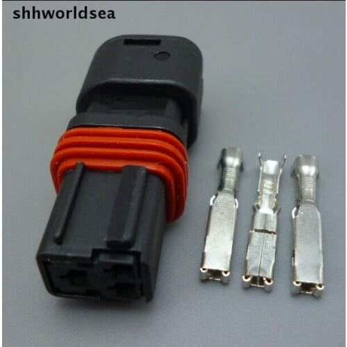 Shhworldsea 10/50/100sets 3 pin 1.5MM car wire harness connector auto electrical female connector plug with terminal