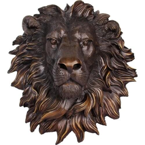 West Art pure bronze sculpture carvings fierce beast of prey lion head statue Garden Decoration