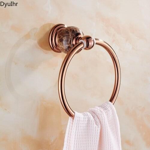 DyuIhr modern minimalist stainless steel rose gold towel ring towel rack shelf coffee jade bath towel ring bathroom accessories