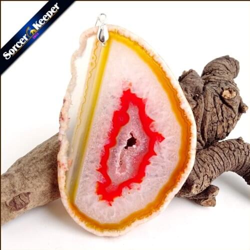 High Quality Natural Crystal Cluster Gem Stone Jewelry Polished Faceted Agates Slice Beads Pendant Necklace for Women AA387