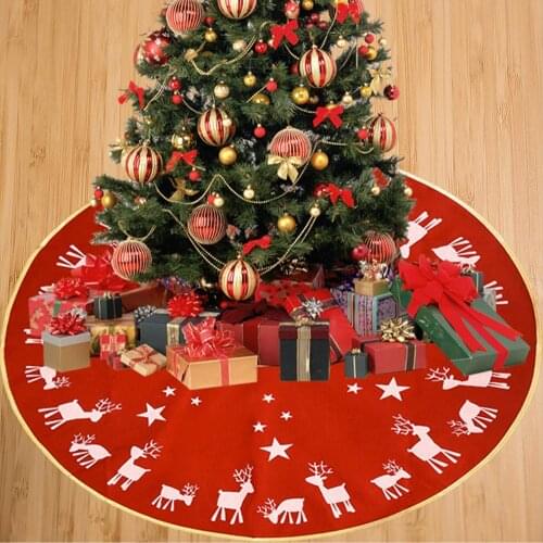 Christmas Tree Skirt Linen Printed Elk Props Tree Skirt Xmas Tree Skirt Decoration Props Holiday Scene Gift Decor Accessories