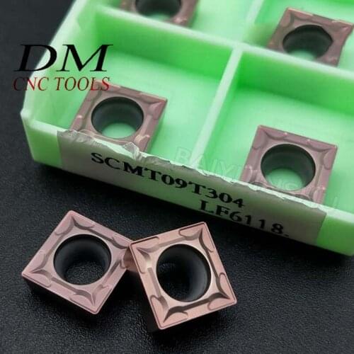 10pcs SCMT09T304 LF6118 square negative back angle CNC blade outer round blade SCMT09T304 precision car Turning Inserts