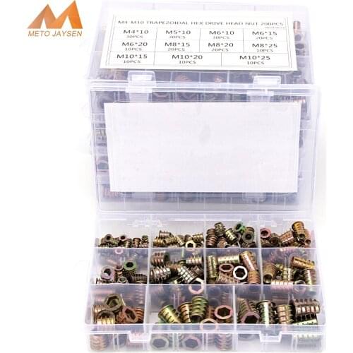 100pcs 150pcs 200pcs Zinc-Alloy M4 M5 M6 M8 M10 Hex Drive Head Nut Set Wood Furniture Zinc Plated Nuts Assortment Kit S34