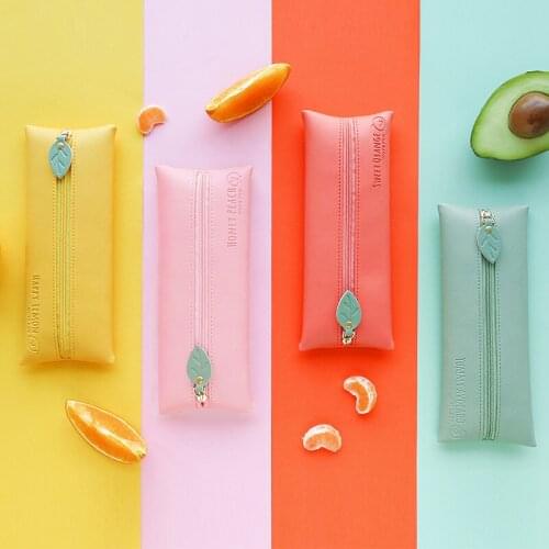 4PCS/LOT fruit flavor Pen Bag Cartoon Cute Pig Student Pen Bag Personality Storage Bag cortex pencil bag