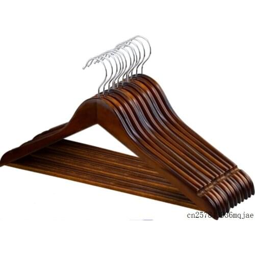 50pcs Wooden Suit Hangers Solid Coat Hangers Wood Cloths Hanger Multifunctional Storage Racks
