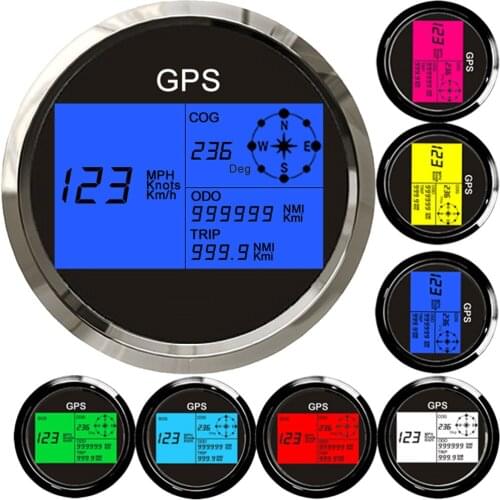 85mm Digital Car GPS Speedometer Odometer 0-999 knots km/h mph 12V/24V With 7 Colors Backlight Yacht Vessel Motorcycle Boat Auto