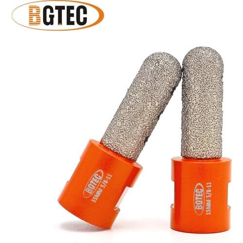 BGTEC 2pcs Dia15mm 5/8-11 Thread Vacuum Brazed Diamond finger bits for tile stone countertop