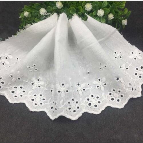 15Yards White Embroidered Cotton Ribbon DIY Clothing Sewing Fabric Home Textile Curtain Decoration Width 11cm Free Shipping
