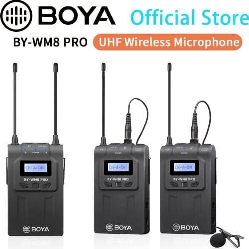 BOYA BY-WM8 Pro K1-K4 UHF Wireless Lavalier Microphone System for Video Interview Broadcast Canon Nikon DSLR Camera Camcorder