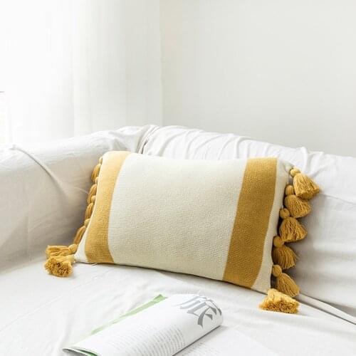 Nordic Tassels Pillow Cover Soft Comfortable Geometric Cushion Cover Woven Pillowcase Home Decor for Living Room Bedroom Sofa