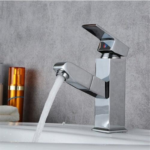 Black Basin Faucet Bathroom Tap Pull-out Hot and Cold Water Faucet Single Handle Single Hole Sink Tap Rotating Faucet