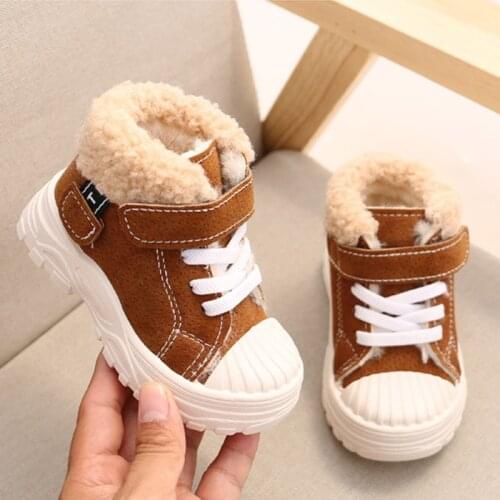 Children warm Martin boots winter new boys plus thicken velvet cotton shoes girls waterproof short boots baby cotton boots