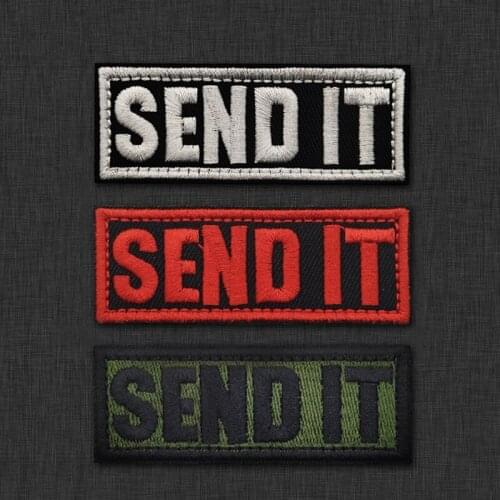 Long Strip SEND IT 3D Embroidery English Cloth Stickers Patch For Clothes Backpack Hat Denim Jacket Tactical Armband Decor