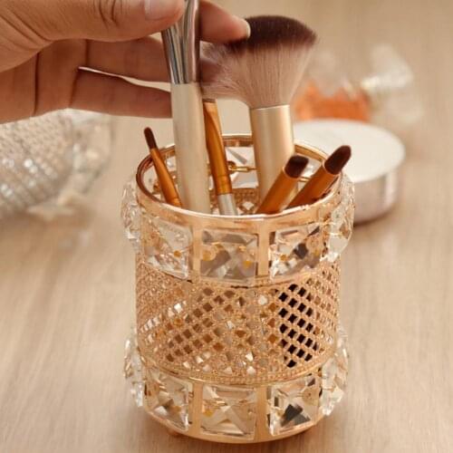 Cosmetic Cup Case Box Storage Holder Transparent Large Capacity Metal Makeup Brush Tube Organizer for Home