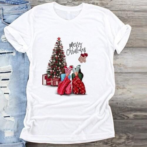 Fashion Women T-Shirt Warm Wishes New Year Merry Tee Shirt Christmas Tumblr Graphic T Shirt Female Tees Camisa Print T-shirts