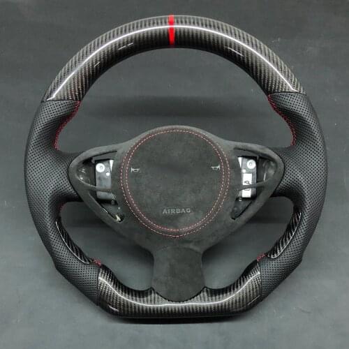 Racing Cuatomized Trim Real Carbon Fiber Sports Steering Wheel Alcantara Leather compatible for INFINITI FX30 FX35 FX37 2013
