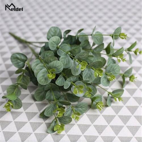 Simulated Eucalyptus Money Leaf Artificial Plants Silk Eucalyptus Pulp Money Leaf Wedding Hotel Home Desk Decor Green Plant Wall