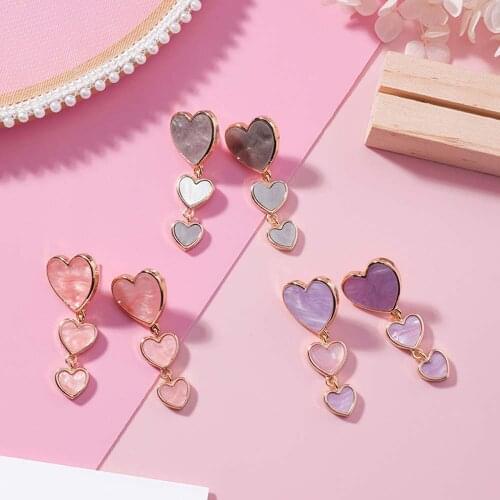 Classic Acrylic Heart Female Dangle Earrings Love Cute Earrings For Women Girl Drops Earrings Bohemian Earrings