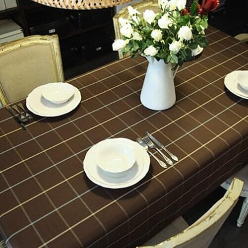 Coffee/red checks European rural Style cotton and linen tablecloth for Dinning Table Tea Tables Table cloth