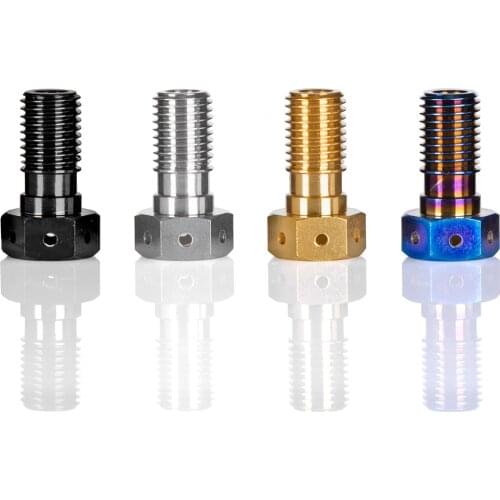 MOTO4U Universal Motorcycle M10x 1.0/1.25mm Pitch Titanium Ti Banjo Bolt for Brembo Single Line Saftey Wire Hole Screw 4 Colors