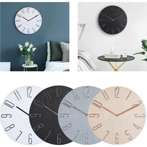 35cm Wall Clock Quartz Modern Minimalism Hanging Watch Wood Style Livingroom Bedroom Home Decor 14'' Study Room Sweep Clocks