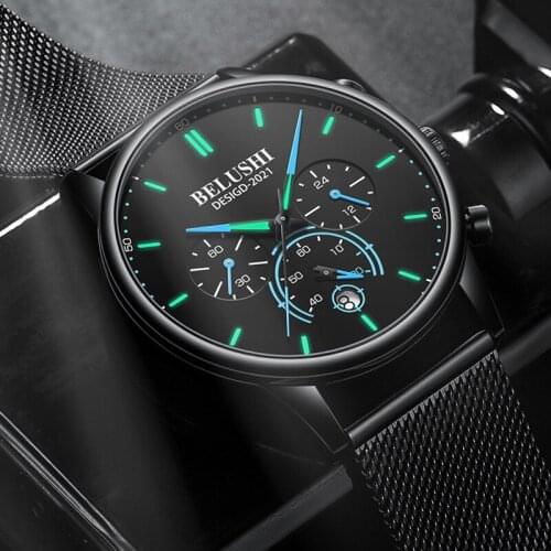 2021 New Quartz Watch Mens Business Fashion Three Eye Six Needle Timer Calendar Luminous Fashion Watch for Men Luxury
