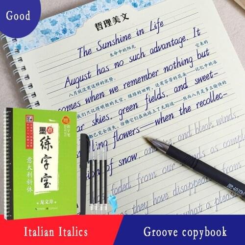 New Arrival 1pcs Italian Style Reusable English Groove Calligraphy Copybook Erasable Pen Learn words Adults Art Writing Books
