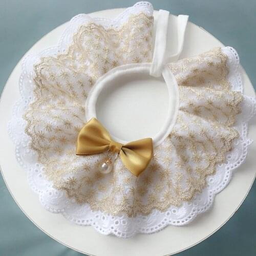 Cat Collar Sweet Princess Lace Pet Bandana with Bell Elegant Bows Dog Necklace Cat Accessories Kitten Neck Decor