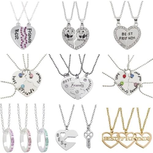 2-set Best Friend Necklaces Charm Womens Jewelry Necklace Pal Birthday Gift BFF Heart Pendant Friendship Necklace Choker