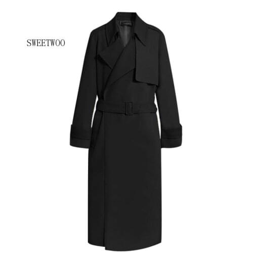 Mid-length knee-length coat 2020 spring lace-up coat jacket female Korean version was thin