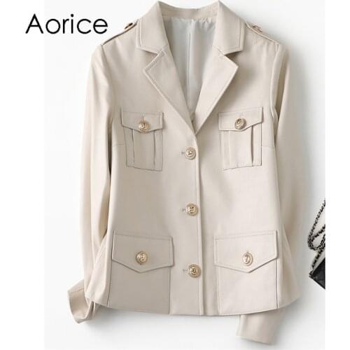 Aorice New Women Genuine Sheep Leather Coat Lady Female Real Sheep Skin Jacket Fall/winter Coats Trench Clothes A21524
