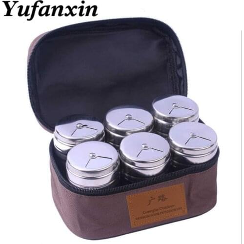 Camping seasoning bottle outdoor barbecue seasoning pot set stainless steel portable kitchen seasoning bottle seasoning pot