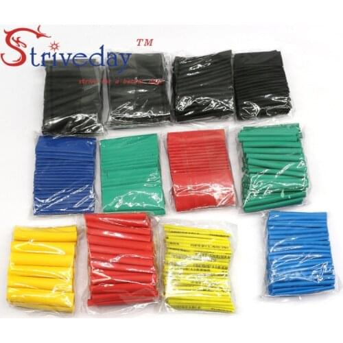 8 size multicolor / black 127 color 328 / 530Pcs various polyolefin heat shrinkable tube cable casing covered wire sheath DIY