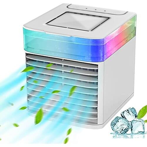 Portable Air Cooler Household Multifunctional Humidifier Purifier Usb Desktop Air Conditioner Fan With 7 Colors Light#g4