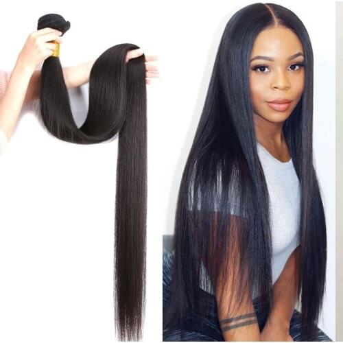 Straight 28 30 32 40 Inch Remy Virgin Brazilian Hair Weave Human Hair Bundles Straight Natural Color Human Hair Weave Extension