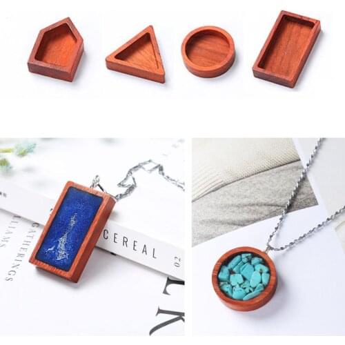 Blank Wood Cabochon Round Square Wooden Resin Frame Pendant Resin Jewelry Making