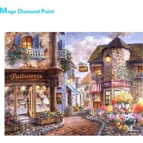 Garden Town Diamond Painting Round Full Drill Rural Scenic Nouveaute DIY Mosaic Embroidery 5D Cross Stitch Home Decor Gifts
