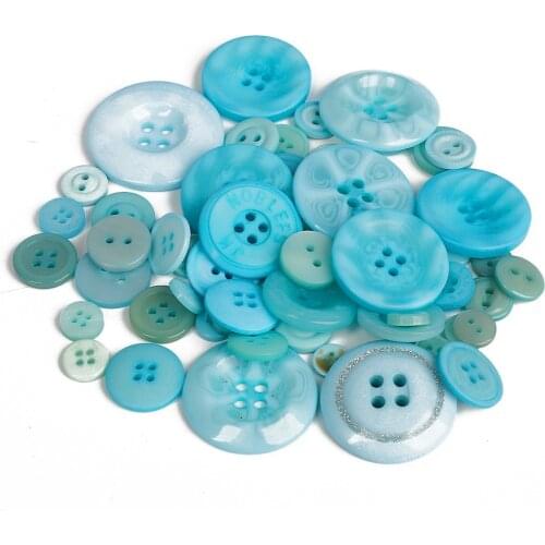 Mixed size 50g(approx 50-100pcs) Turquoise Resin Buttons Scrapbooking DIY Button Apparel Sewing Decorative Garment Handmade