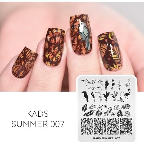 AriesLibra Tropical Plants Nail Art Stamp Template for Nail Polish Palm Tree Flamingo Image Manicure Stencil Nail Printing Tools