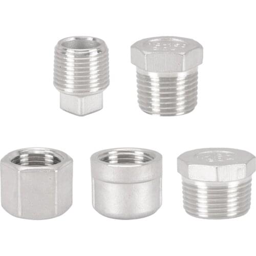 304 Stainless Steel Inner Silk Tube Cap/Head/Tube Plug Pipe Fittings 1/8" 1/4" 3/8" 1/2" 3/4" 1" 1-1/4" 1"-2" Female/Male Thread
