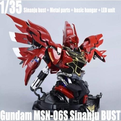 YIHUI 1/35 MSN-06S Bust Sinanju + Metal parts + basic hangar + LED unit Mobile Suit Anime Action Figure Plastic Model Kit
