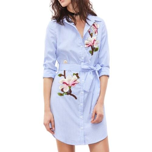 Womens Long Sleeve Stripe Shirt Lady Floral Casual Party Evening Long Shirt Tops