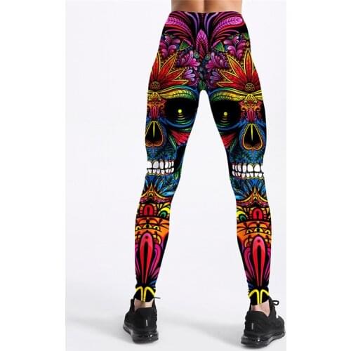 Plus Size 4XL Leggings Fitness Slim Womens Black&White skull mas Legging Sexy Fashion Stretch Digital Print Pants Cool Trousers