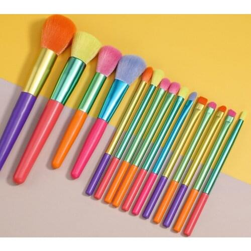 15Pcs Macaron Makeup Brushes Professional Powder Foundation Eyeshadow Make up Brush set Synthetic hair Colourful Makeup Brushes