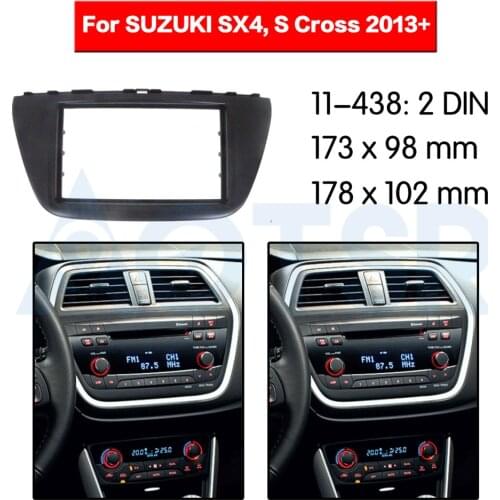 2 din Radio Fascia for SUZUKI SX4, S Cross 2013+ Stereo Audio Panel Mount Installation Dash Kit Frame Adapter DVD Trim Black CD