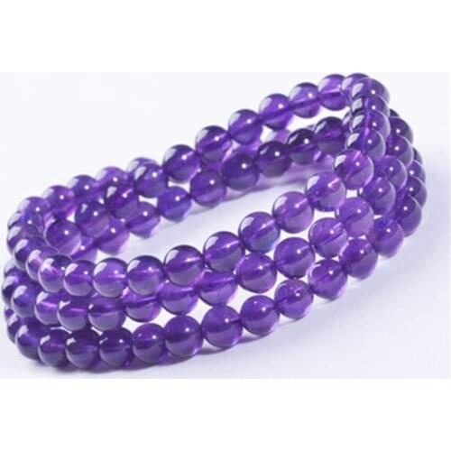 Wholesale 5.5-6mm Genuine Purple Natural Crystal Quartz Bracelet Round Beads Bracelet Charm Stone Bracelet Femme Drop Shipping