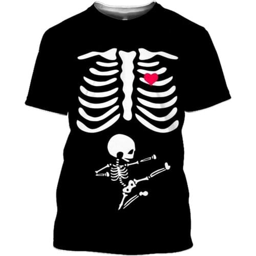2021 New Arrival Male Skeleton Internal Organs T-shirts 3D Print Round Neck Short Sleev T-Shirt Anime Funny Men T Shirt