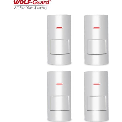 4pcs Wolf-Guard Wireless PIR Motion Sensor Detector Anti-Tamper Accessories for Home Security Alarm Burglar System 433MHz